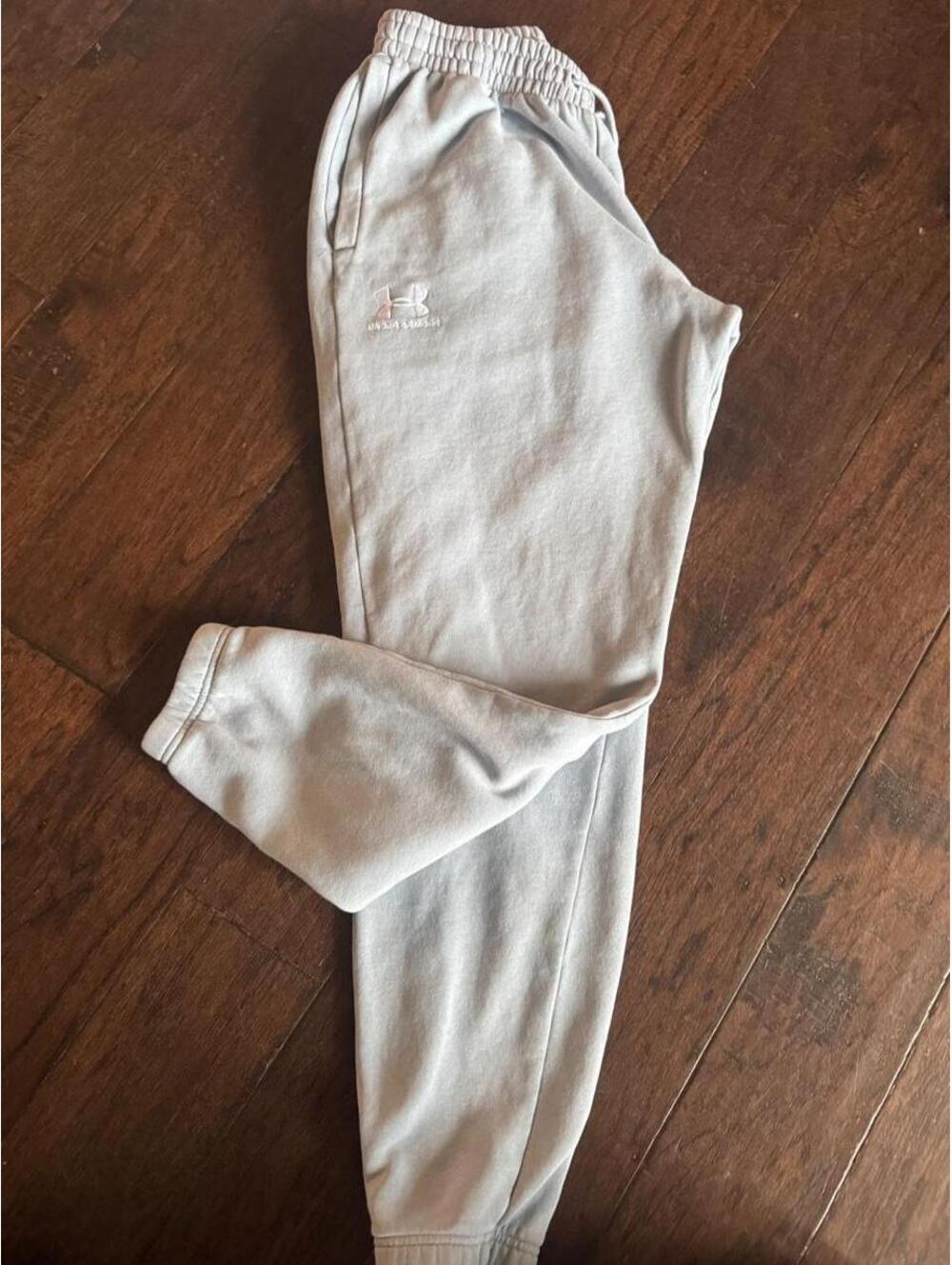 Under Armour Large Heavyweight Fleece Sweatpants Light Gray Relaxed Fit
